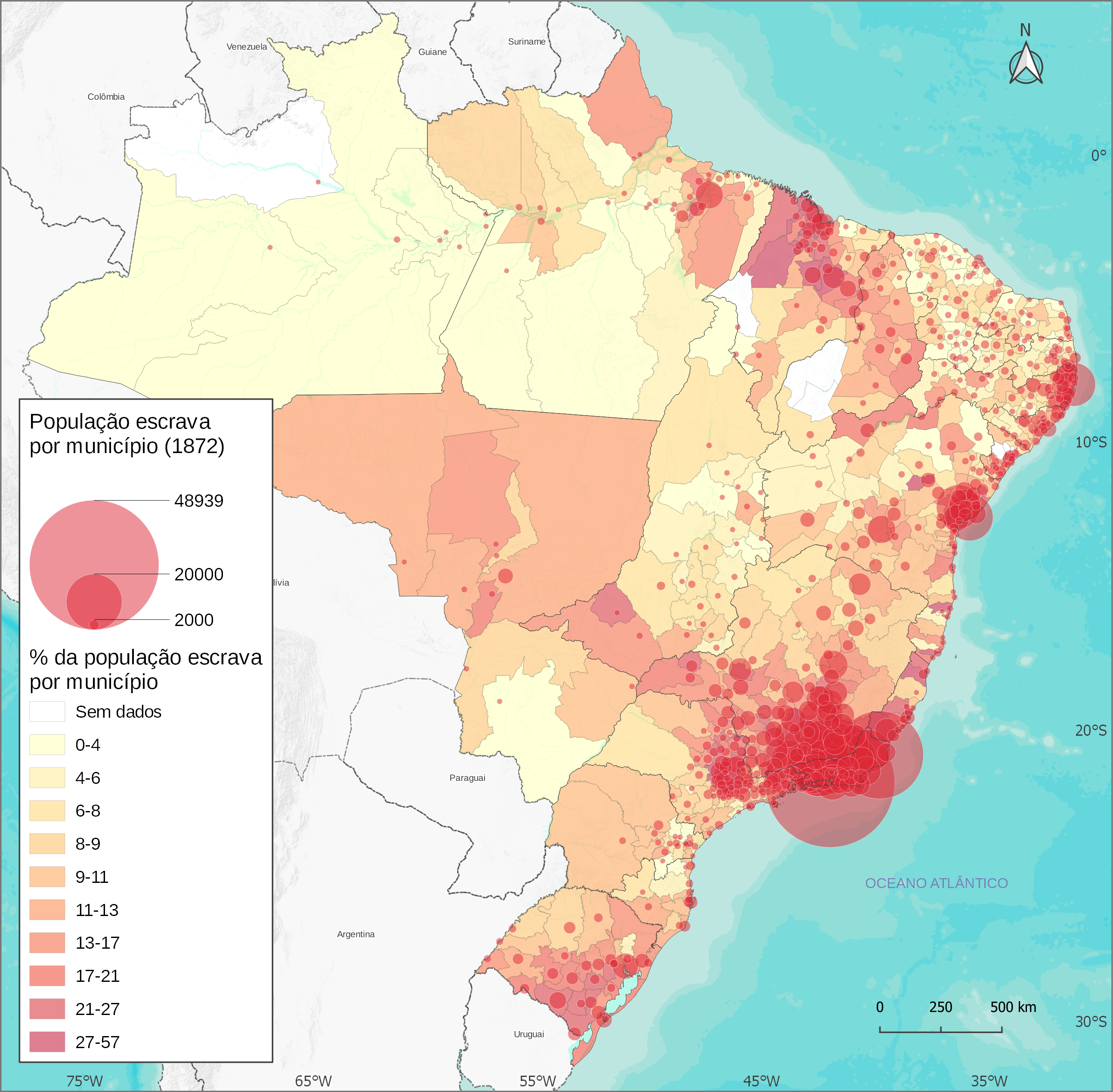 Mapa sobre a população escrava em 1872