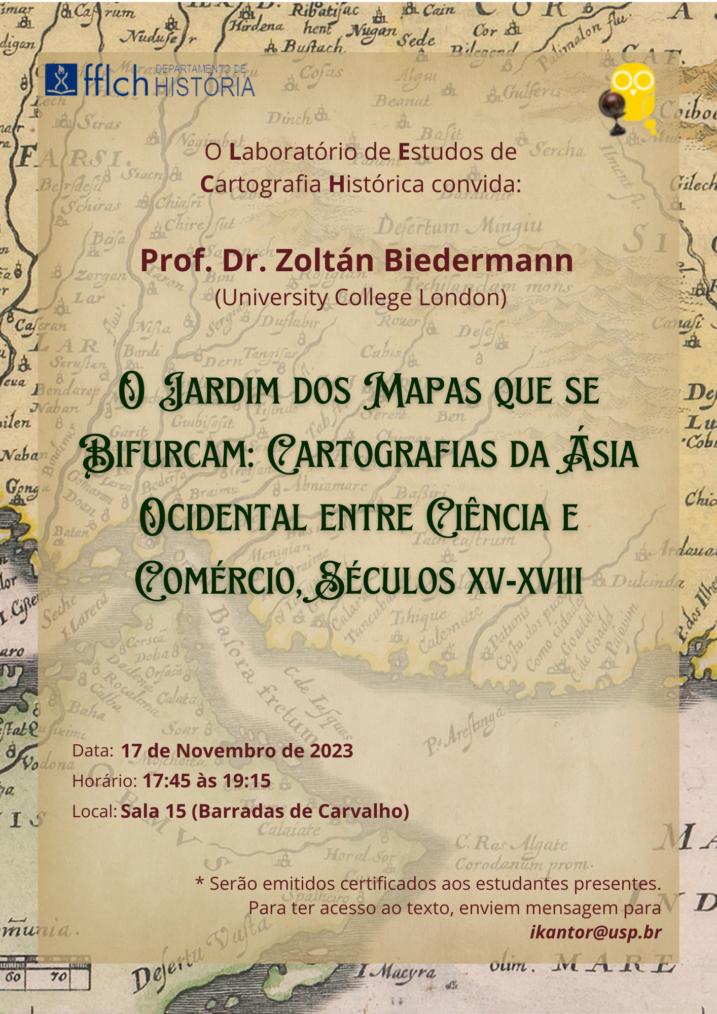 Flyer palestra do Professor Zoltán Biderman